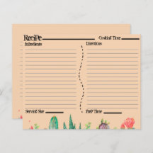 Rustic Boho Southwest Catcus receptkort