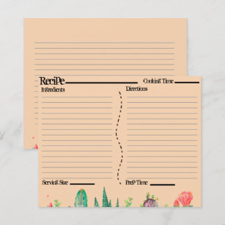 Rustic Boho Southwest Catcus receptkort