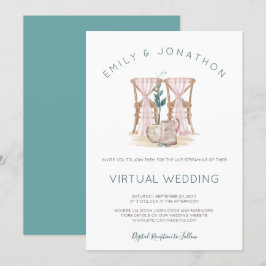 Rustic Boho stolar Blue Eucalyptus Virtuellare Brö Inbjudningar