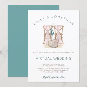 Rustic Boho stolar Blue Eucalyptus Virtuellare Brö Inbjudningar