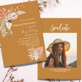 Rustic Boho Studenten Photo Party Inbjudan
