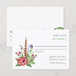 Rustic Boho Succulent Cactus Greenery Bröllop OSA Kort