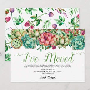 Rustic Boho Succulent Cactus jag har flyttat Flytt Meddelande