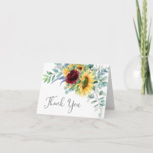Rustic Boho Sunblommor och Eucalyptus Tack Kort