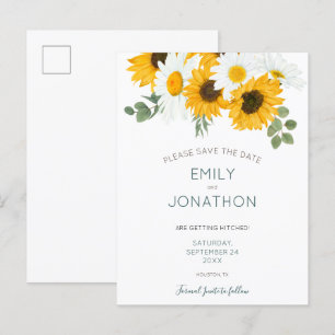 Rustic boho Sunblommor sparar datumet Meddelande Vykort