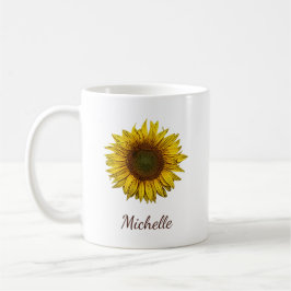 Rustic Boho Sunflower Botanical Personalized Kaffemugg