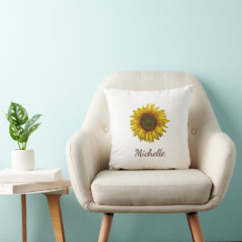 Rustic Boho Sunflower Elegant Script  Kudde