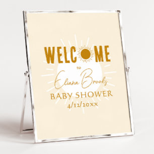 Rustic Boho Sunshine Welcome Baby Shower Sign Poster