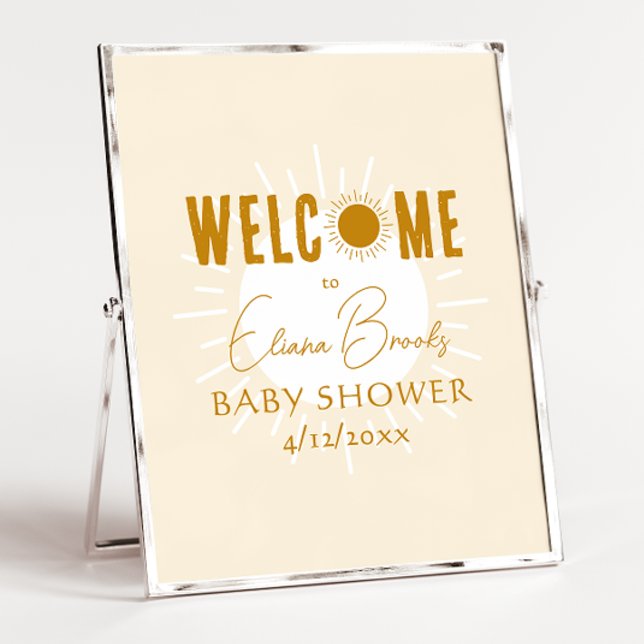 Rustic Boho Sunshine Welcome Baby Shower Sign Poster (Skapare uppladdad)