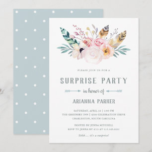 Rustic Boho Surprise Party Inbjudningar
