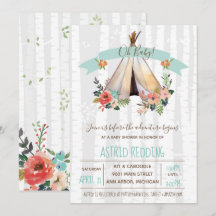 Rustic Boho Teepee Gender Neutral Baby Shower