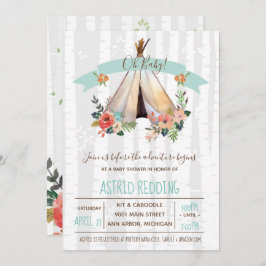 Rustic Boho Teepee Gender Neutral Baby Shower Inbjudningar