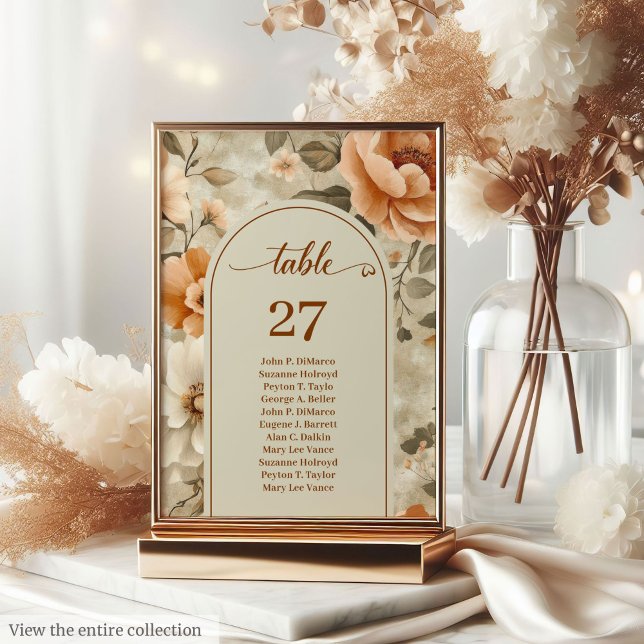 Rustic Boho Terracotta Beige Sage Floral Wedding  Bordsnummer (Rustic Boho Terracotta Beige Sage Floral Wedding Table Number

)