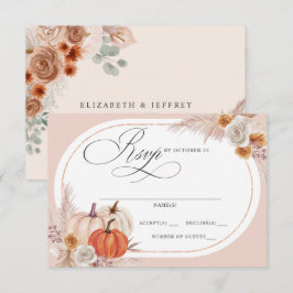 Rustic Boho Terracotta Pampas Pumpkin Fall Wedding OSA Kort