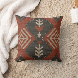 Rustic Boho Terracotta Print Throw Pillow Kudde