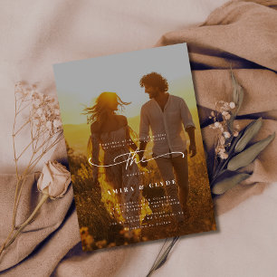Rustic Boho Trendig Romantic Sunset Photo Bröllop Inbjudningar