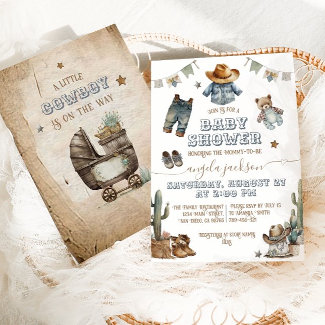 Rustic Boho Vilda western Boy Shower Inbjudningar (Skapare uppladdad)