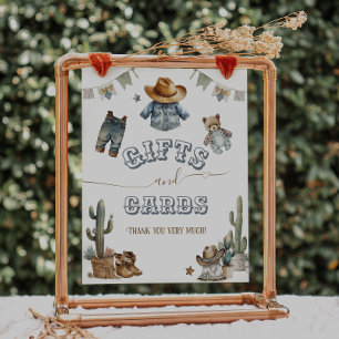 Rustic Boho Vilda western Boy Shower-skylt Poster