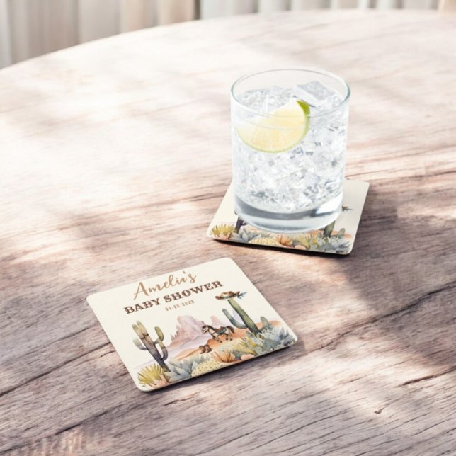 Rustic Boho Vilda western Boy Shower Underlägg Papper Kvadrat (Skapare uppladdad)