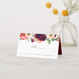 Rustic Boho Watercolor Blommigt Bröllop Placeringskort