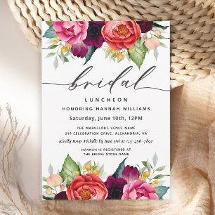 Rustic Boho Watercolor Blommigt Möhippa Luncheon Inbjudningar