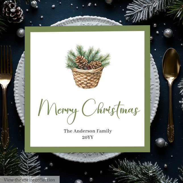 Rustic Boho Watercolor Christmas Tree Festive  Pappersservett (Rustic Boho Watercolor Christmas Tree Festive Napkins)