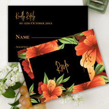 Rustic Boho Watercolor Orange Blommigt Bröllop