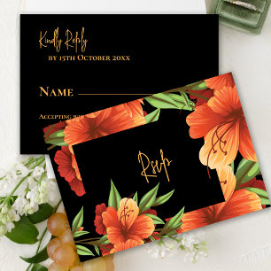 Rustic Boho Watercolor Orange Blommigt Bröllop OSA Kort