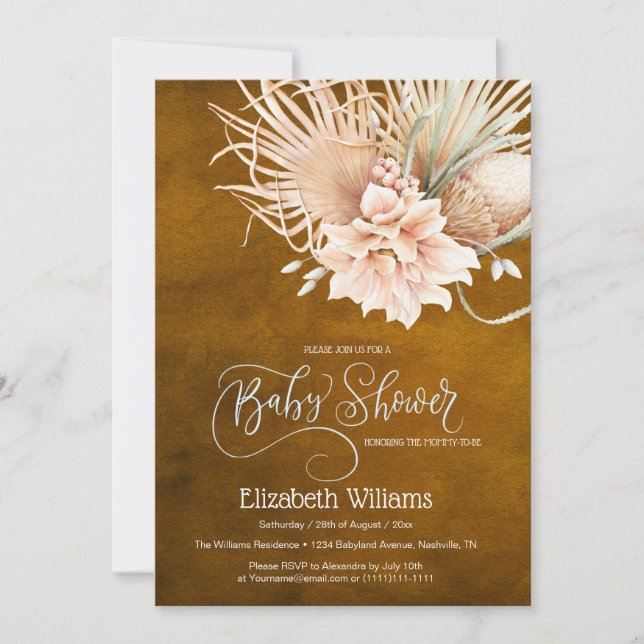 Rustic Boho Watercolor Pampass Grass-inbjudan Inbjudningar (Framsida)