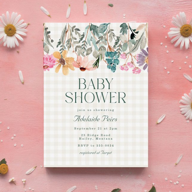 Rustic Boho Watercolor WildblomBaby Shower Inbjudningar (Skapare uppladdad)