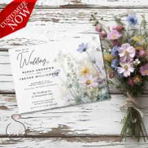 Rustic Boho Watercolor Wildblommor
