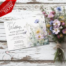 Rustic Boho Watercolor Wildblommor Inbjudningar