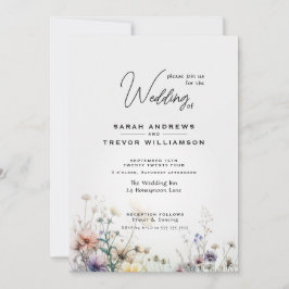 Rustic Boho Watercolor Wildblommor Inbjudningar