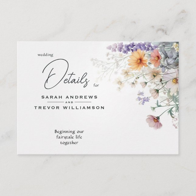 Rustic Boho Watercolor Wildblommor Tilläggskort (Framsida)