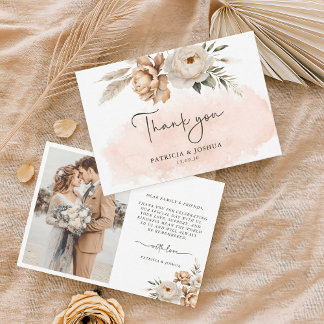 Rustic Boho Wedding Thank You Card Tack Kort