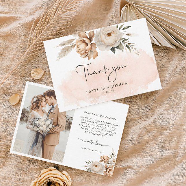 Rustic Boho Wedding Thank You Card Tack Kort (Skapare uppladdad)