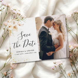 Rustic Boho Wedding with Neutral and Golden Floral Vykort