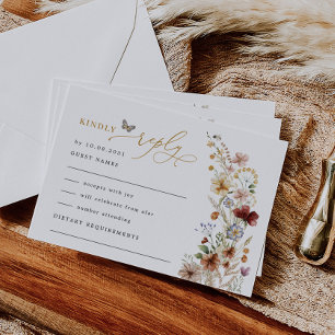 Rustic Boho WildblomBlommigt Garden Wedding OSA Kort