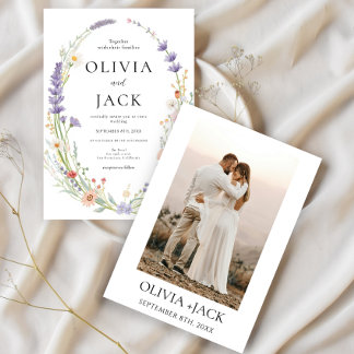 Rustic Boho WildblomBlommigt Photo Bröllop Inbjudningar