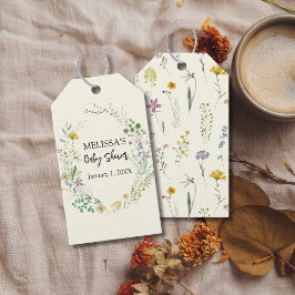 Rustic boho wildblomdusch presentetikett