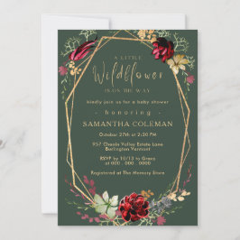 Rustic Boho WildblomGeometric Grönt Baby Shower Inbjudningar