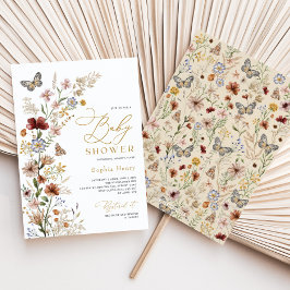Rustic Boho Wildblomma Garden Baby Shower Inbjudningar