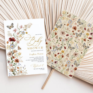 Rustic Boho Wildblomma Garden Baby Shower Inbjudningar