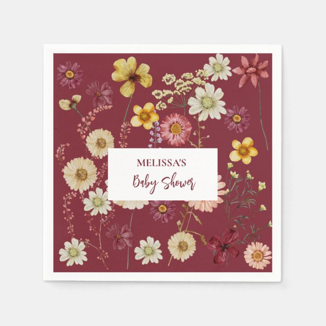 Rustic boho wildblomma pappersservett (Framsidan)