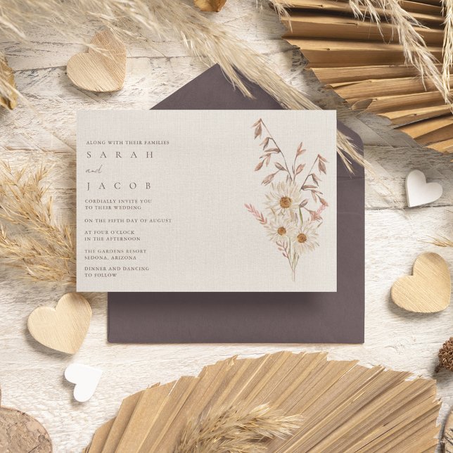 Rustic Boho WildblommBohemian Bröllop Inbjudningar (Rustic Boho Wildflower Bohemian Wedding Invitation)