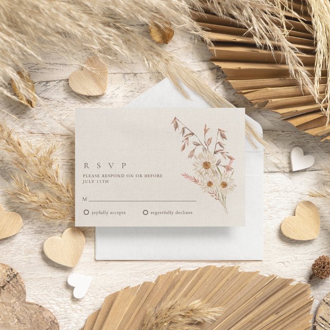 Rustic Boho WildblommBohemian Bröllop OSA Kort (Rustic Boho Wildflower Bohemian Wedding RSVP Card)