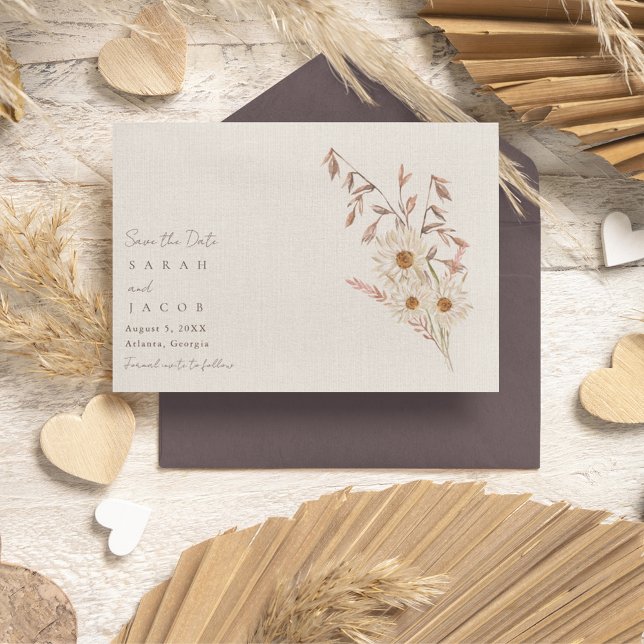 Rustic Boho WildblommBohemian Bröllop Spara Datumet (Rustic Boho Wildflower Bohemian Wedding Save The Date)