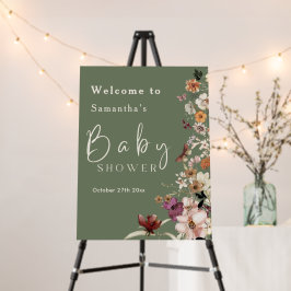 Rustic Boho Wildblomme Sage Grönt Baby Shower