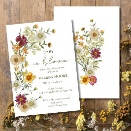 Rustic Boho Wildblomme Sage Grönt Baby Shower Inbjudningar