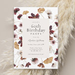 Rustic Boho Wildblommor 60:e Födelsedagsfesten Inbjudningar<br><div class="desc">En underbar boho inspirerade 60:e födelsedagsfest inbjudan med en riklig visning av vilda blommor i rik färg av burgundrött, guld, rosa och vitt. Det magiska botaniska inslag dyker upp med stil och charm av en öppen ängsskugga. Anpassa textmallen med din händelseinformation. Om du vill lägga till eller ta bort linjer...</div>
